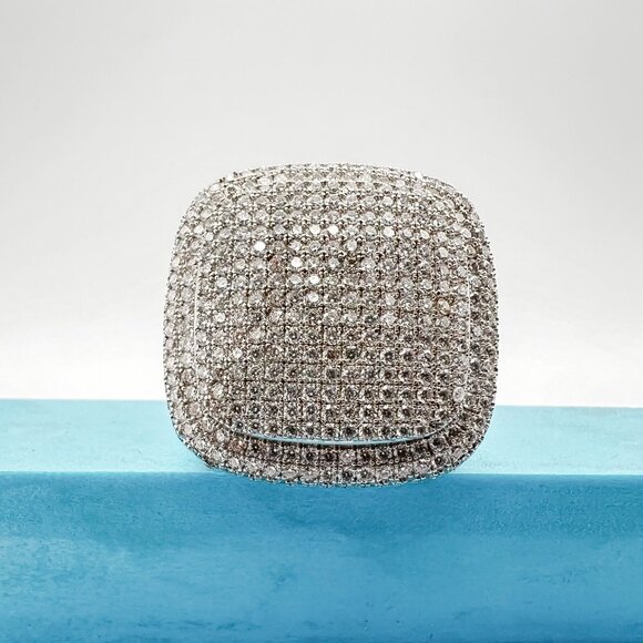 925 Sterling Sliver Moissanite Square Elevated Ring, 3cm wide with 7.25ctw VVS S - Picture 5 of 5